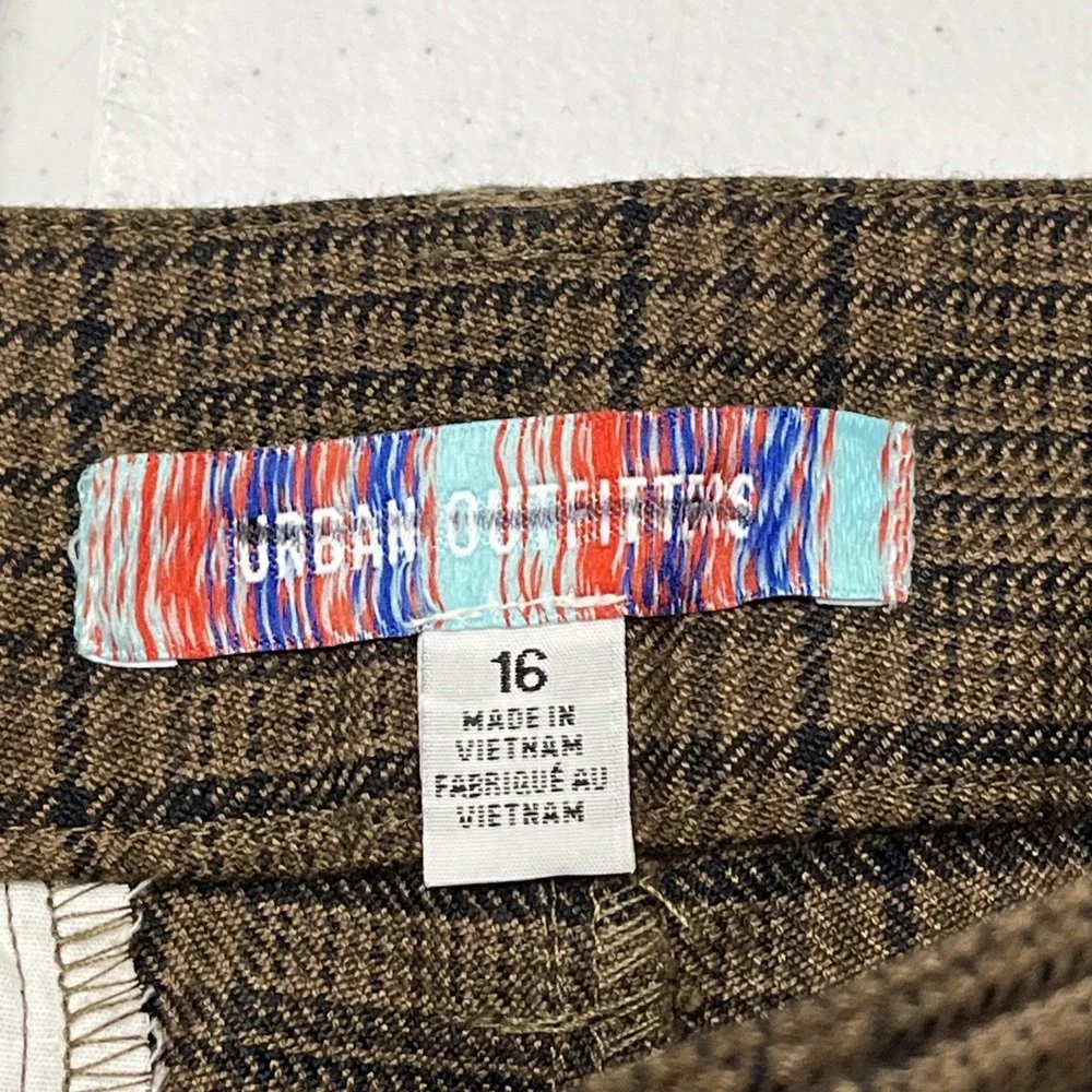 Urban Outfitters Pants Womens 16 Brown Plaid Wide Flare Leg Dark Academia Preppy